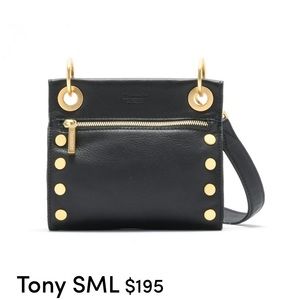 Hammitt Black Leather Crossbody with Gold Studs
